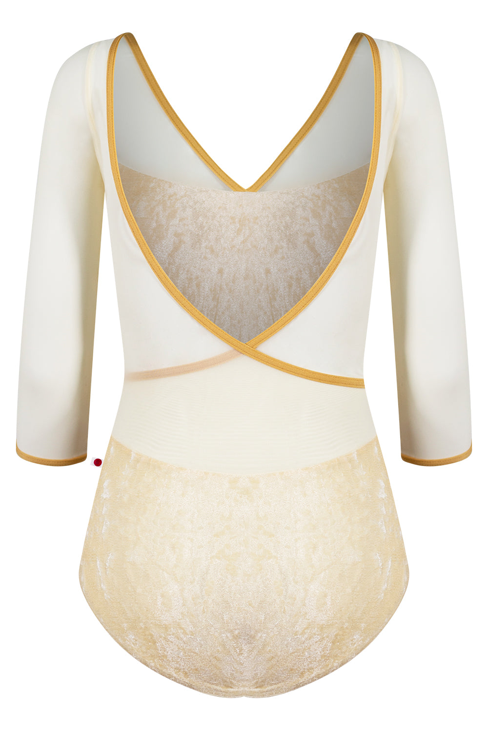 Masha leotard in CV-Vanilla body color with Mesh Vanilla top & 3Q sleeve color and N-Glow trim color