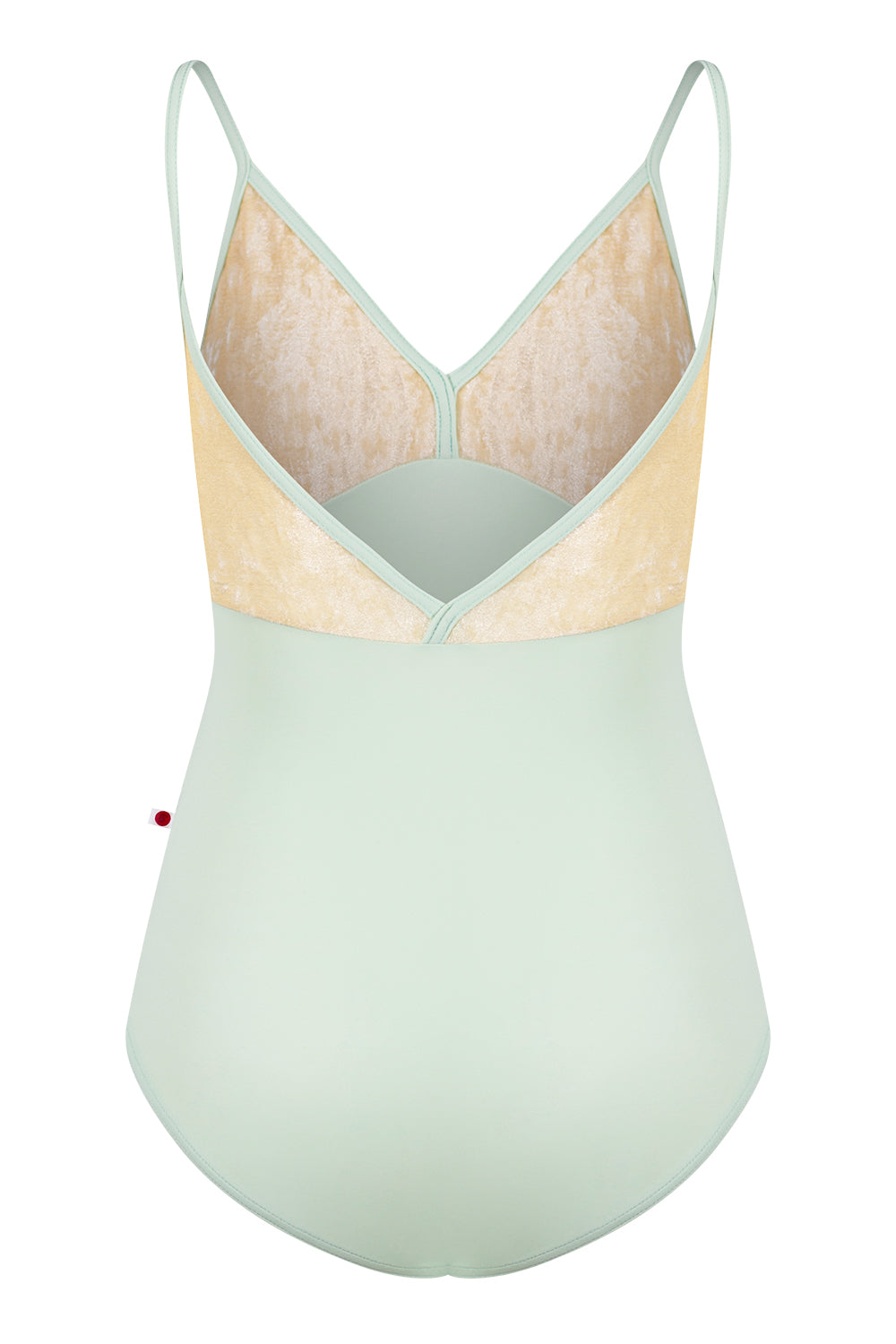 Daria leotard in T-Pistachio body color with CV-Vanilla top color and T-Pistachio trim color