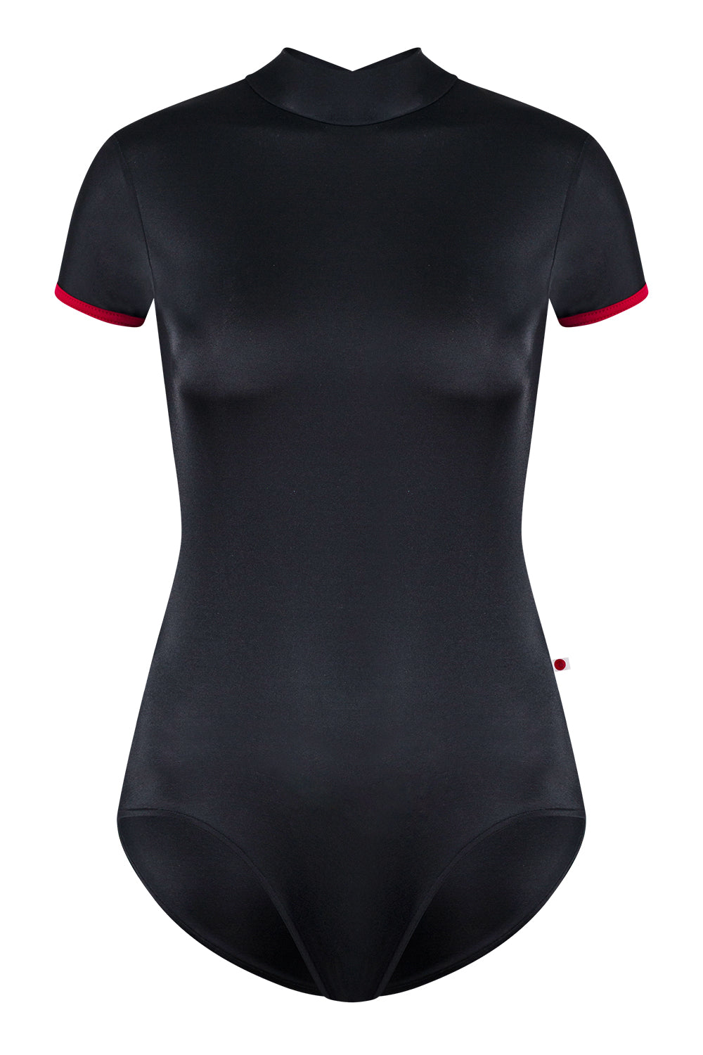 Natasha leotard in T-Black body color with T-Babylon trim color and short sleeves