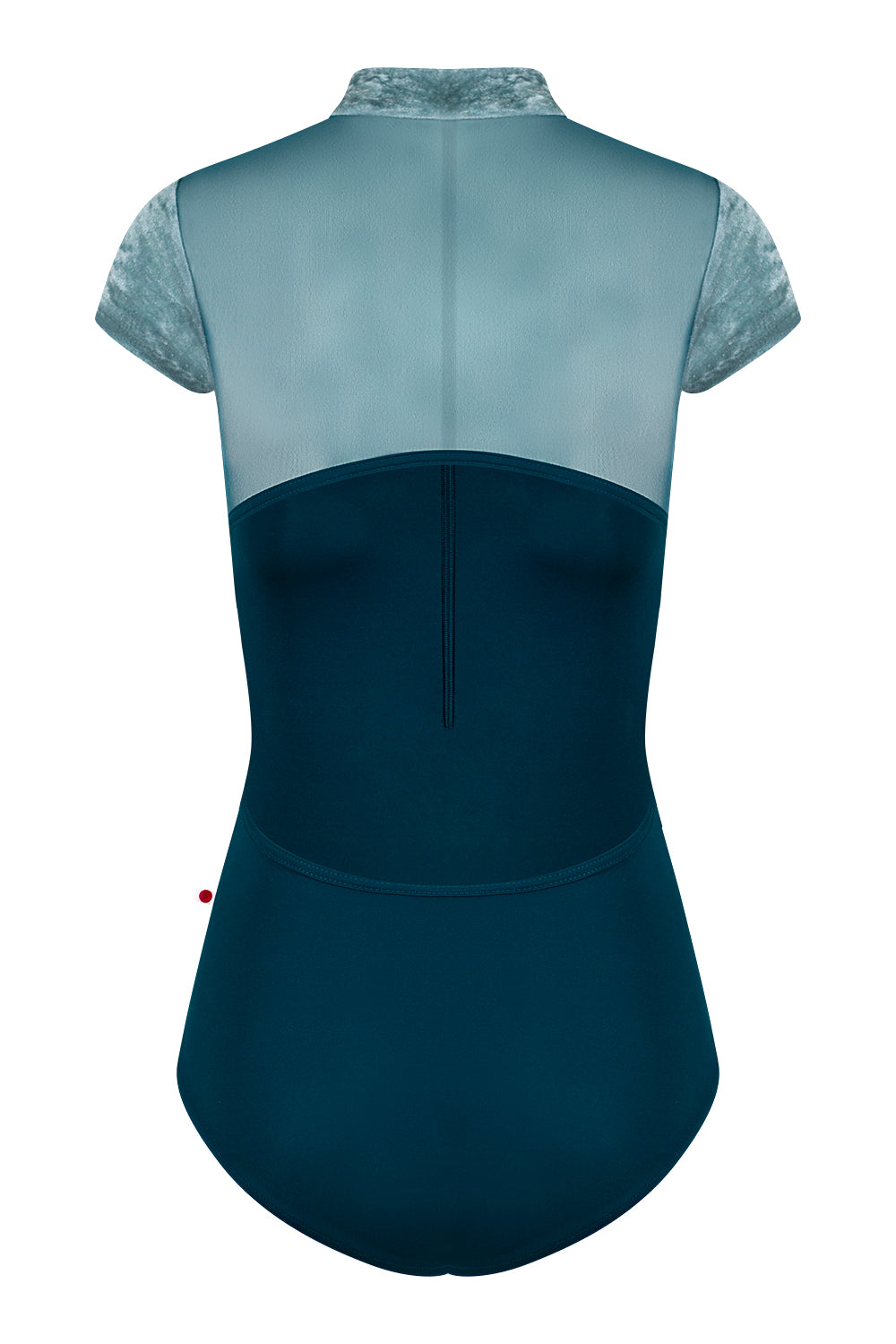 Charlotte leotard in T-Zenith body color with Mesh Lagoon top color, CV-Ice short sleeves & collar color and T-Zenith trim color