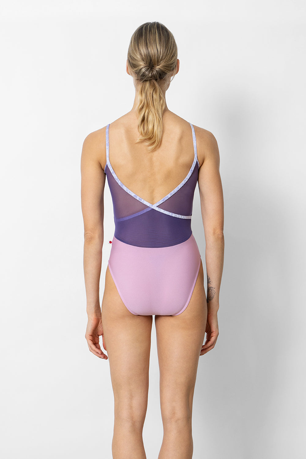 Fiona leotard in N-Confetti body color with Mesh Fortune top color, CV-Angelic trim color and EXTRA HC variation.