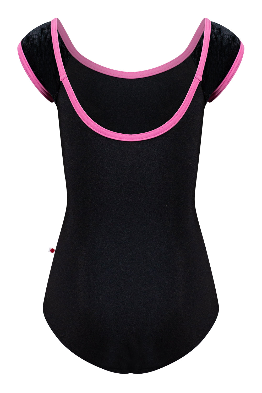 Kids Wendy leotard in N-Black body color with CV-Black sleeve color and T-Aurora trim color