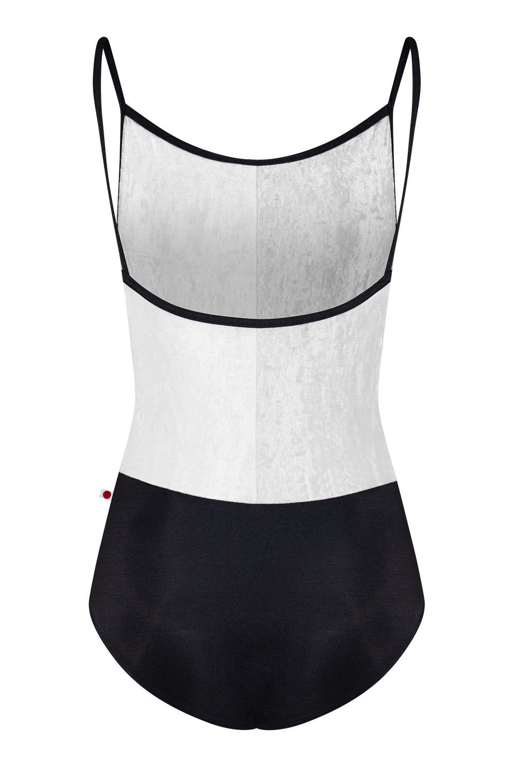 Kayoko leotard in N-Black body color with CV-Silver top right color, CV-White top left color and N-Black trim color