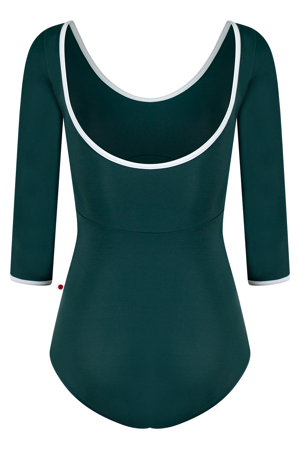 Anna Duo leotard in T-Kale body & top color with T-White trim and 3Q Sleeves