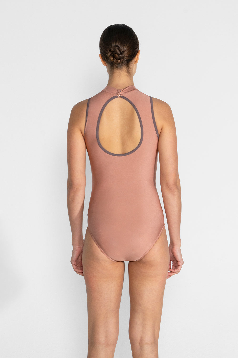 Elise leotard in N-Rosewood body color with T-Phantom trim color