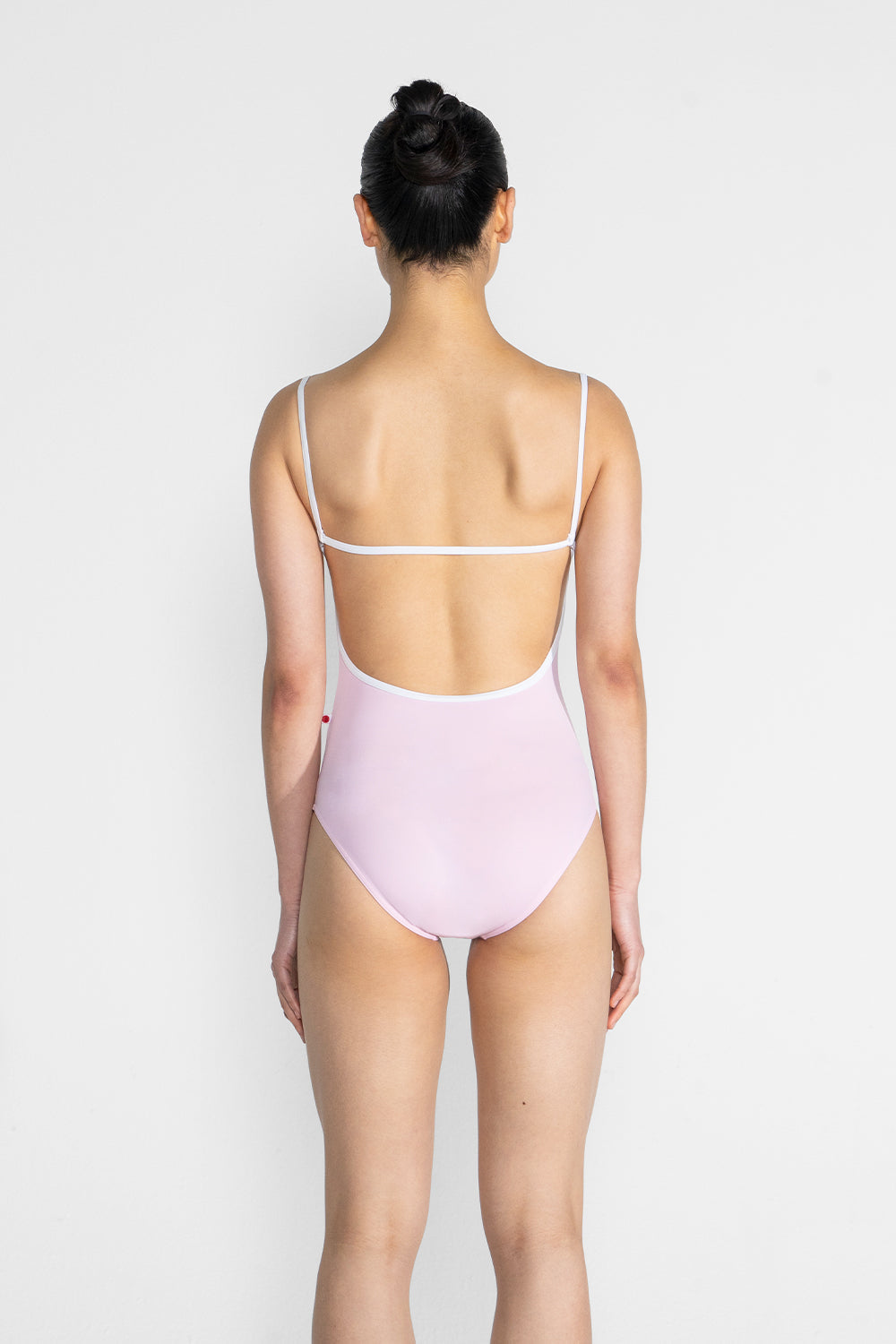 Tamara leotard in T-Rose body color with T-White trim color