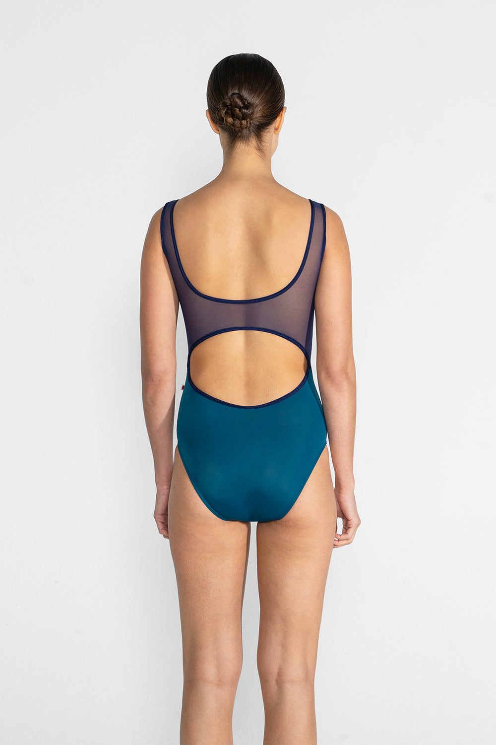 Veronique leotard in T-Zenith body color with Mesh Dark Blue top color and N-Dark Blue trim color