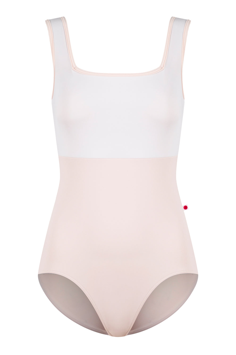 Marieke Duo leotard in T-Misty Rose body color with T-White top color and T-Misty Rose trim color