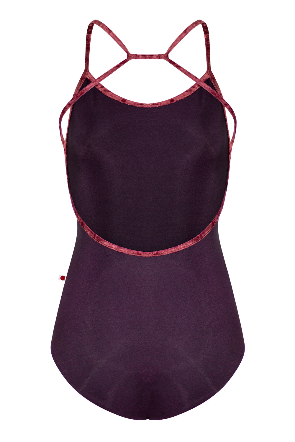 Nadja leotard in N-Eggplant body color with CV-Garnet trim color