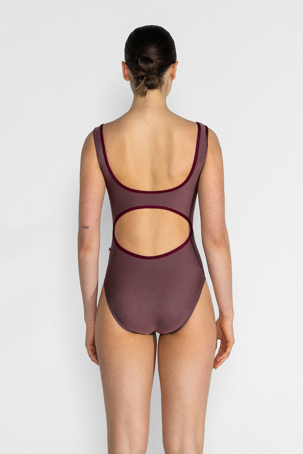 Veronique leotard in N-Phoenix body color with N-Burgundy trim color