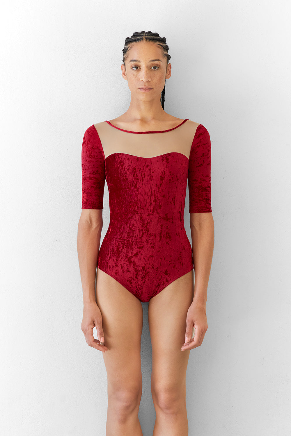 Jane leotard in CV-Dark Red body color with Mesh Dolce top color and CV-Dark Red trim color