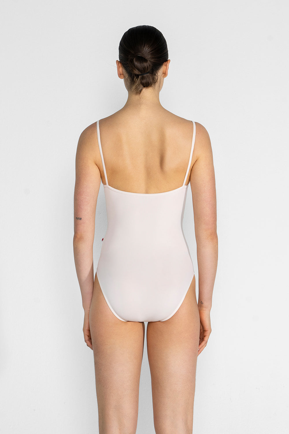 Kathy leotard in T-Misty Rose body & trim color with Mesh Blush overlay