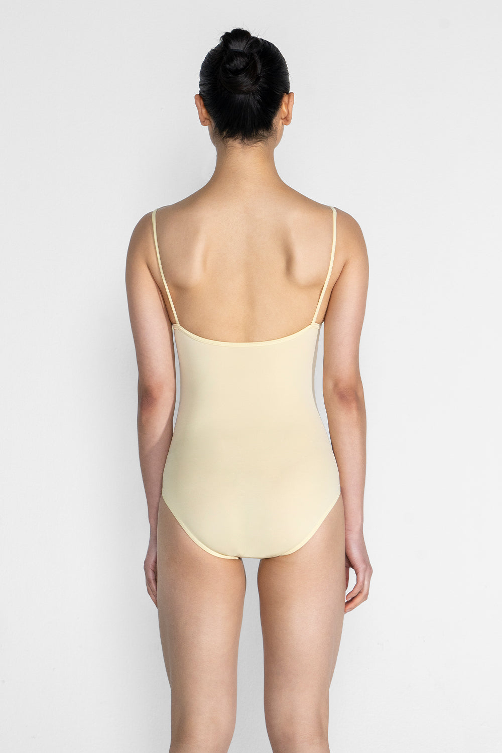 Kathy leotard in T-Vanilla body & trim color with Mesh Vanilla overlay